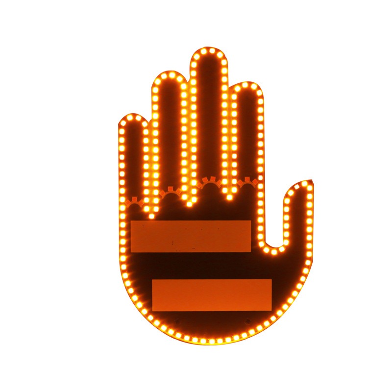 Lustiges Geschenk: LED-Handgeste (Mittelfinger) fürs Auto – LED-Schild fürs Heckfenster / Innenraum-Deko, zum Aufhängen im Auto; originelles Novelty-Accessoire.