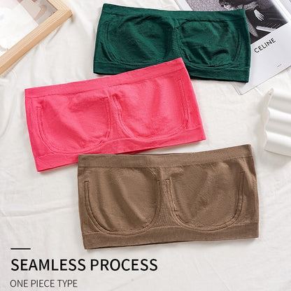 Plus-Size trägerloser Bandeau-BH im One-Line-Design mit Zier-Metallring – sportliche Unterwäsche