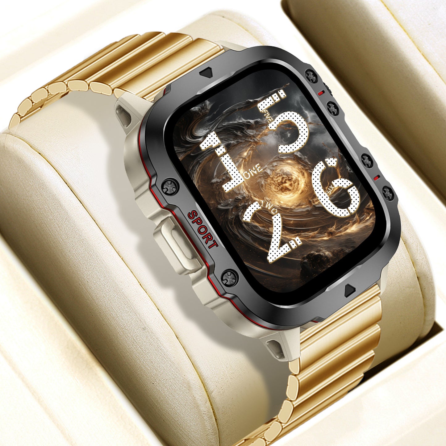 Smart Sports Outdoor Smartwatch / Fitness-Tracker H19 – mit Herzfrequenzmessung, Schrittzähler und Schlaftracking; Bluetooth-Anrufe, kompatibel mit iOS.