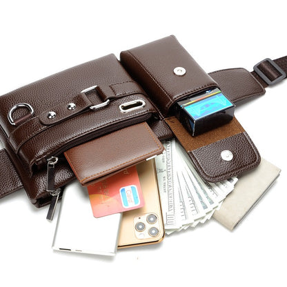 Herren Sport-Gürteltasche – multifunktionale Outdoor-Waistbag aus PU, auch als Messenger- & Fahrradtasche geeignet
