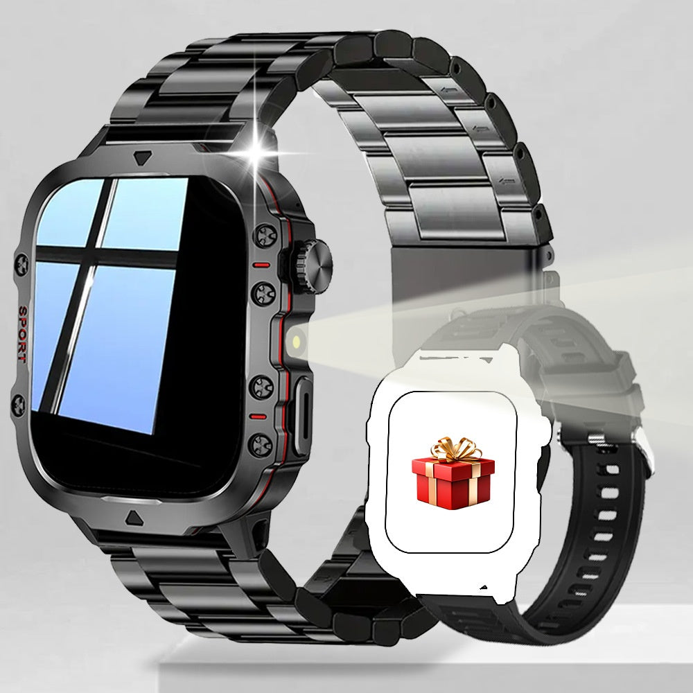 Smart Sports Outdoor Smartwatch / Fitness-Tracker H19 – mit Herzfrequenzmessung, Schrittzähler und Schlaftracking; Bluetooth-Anrufe, kompatibel mit iOS.