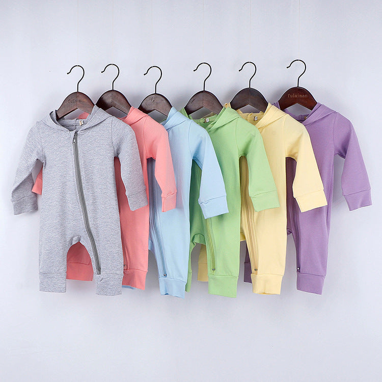 Neues Baby-Langarm-Strampler-Design (Frühling & Herbst) – Dino-Kapuzen-Overall mit Reißverschluss, einteiliger Krabbleranzug / Romper