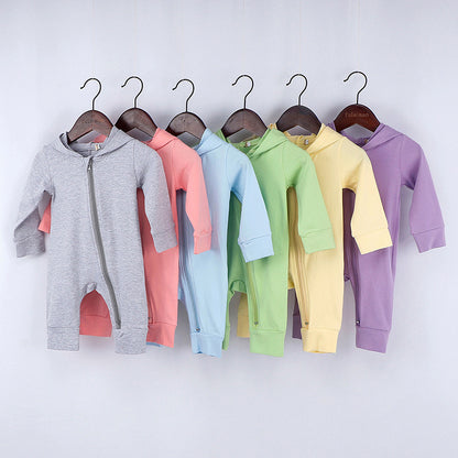 Neues Baby-Langarm-Strampler-Design (Frühling & Herbst) – Dino-Kapuzen-Overall mit Reißverschluss, einteiliger Krabbleranzug / Romper