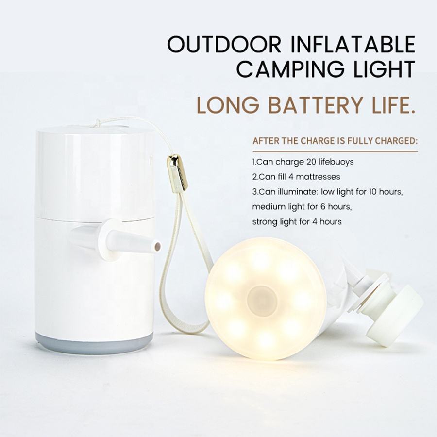 Multifunktionale Outdoor-Camping-Luftpumpe mit Campinglampe – Hängelampe/Zeltlampe – mit Vakuumfunktion