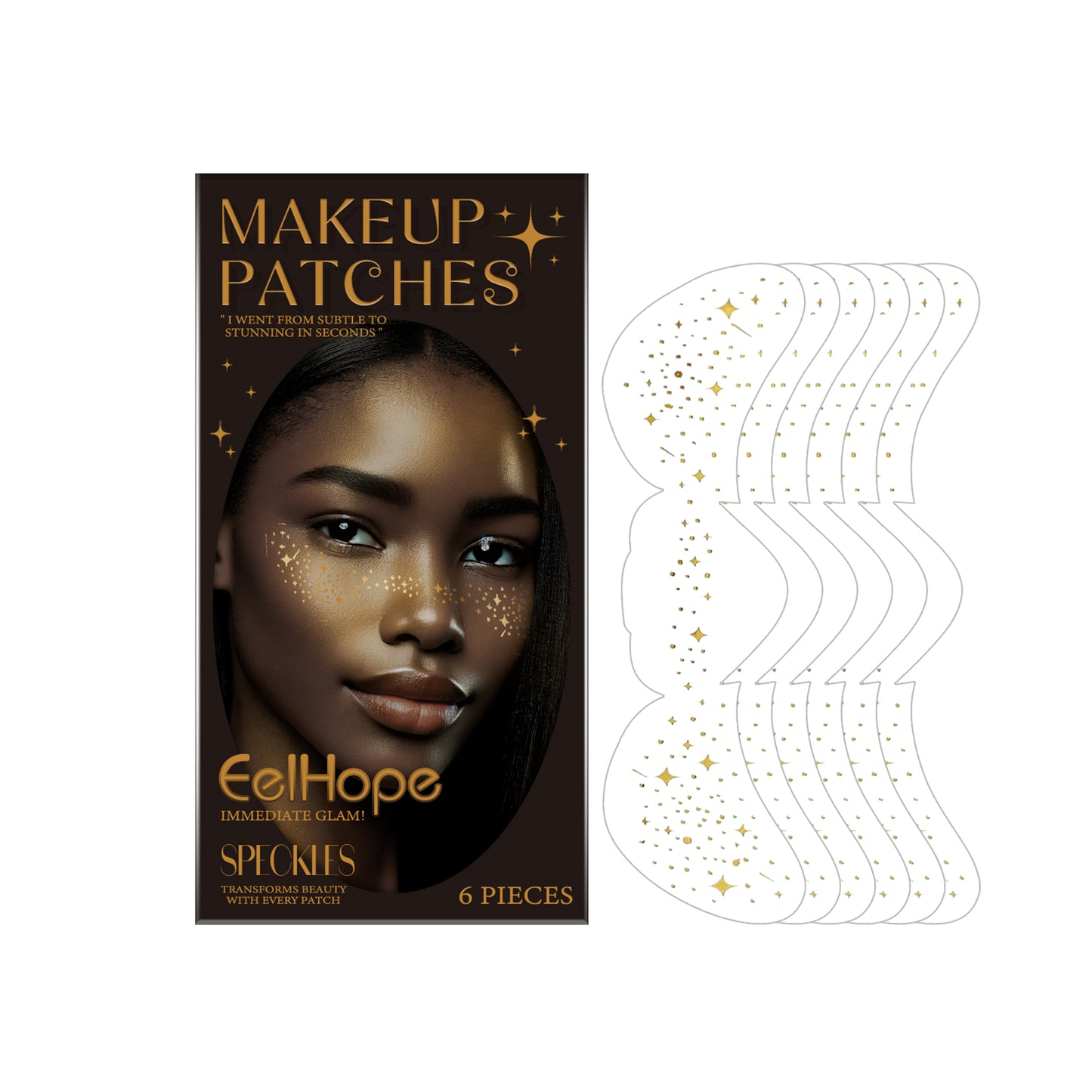 Eelhope Party Freckle Tattoo Sticker – Natürliche Sommersprossen mit Glitter Spots (Water-Transfer, wasserfest & langanhaltend)