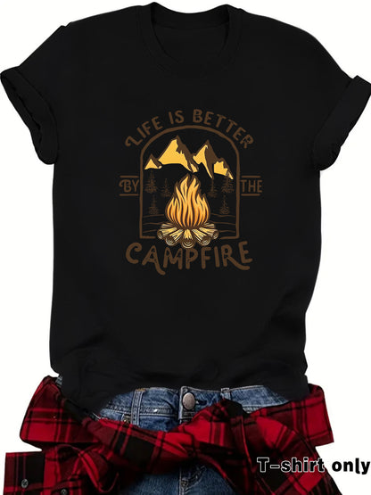 Kurzärmeliges Shirt mit Camping-Motiv