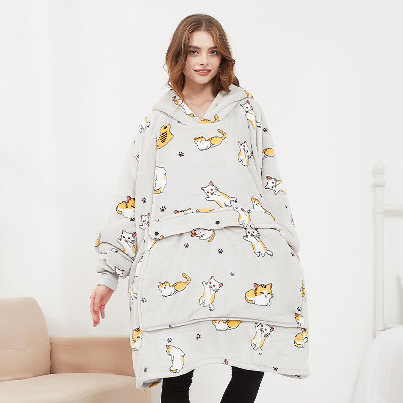 Tragbare USB Heizdecke mit Carbonfaser – Waschbare Heiz-Hoodie Decke für Winter