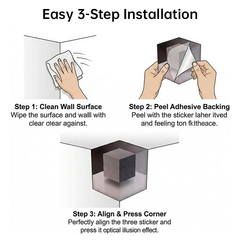 3D Kreative Wandsticker – Reality-Remodeling Illusionskunst für „unmögliche“ Ecken, Wohn- und Wanddekoration.