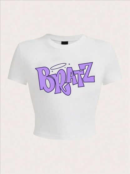 Modisches Sommer-Top mit Buchstaben-Print – figurbetontes, kurzärmeliges T-Shirt im „Spicy Girl“-Style (casual & bequem)