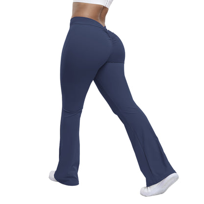 Damen Peach-Trumpethose – High-Waist Yoga-Hose mit Po-Lift-Effekt, eng anliegend mit weitem Bein, ideal für Fitness & Training
