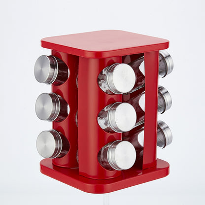 12-teiliges Gewürzgläser-Set mit drehbarem Edelstahl-Ständer