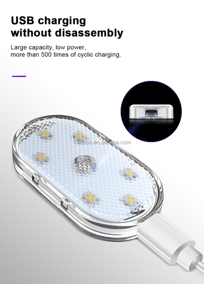 5V LED-Innenraumbeleuchtung fürs Auto – Leselampe mit Finger-Touch-Sensor; magnetische LED-Leuchten mit USB-Ladefunktion, 6 LED-Leuchtmittel, geeignet als Auto-Türlicht.