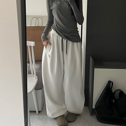 Baumwoll-Flanell Schnee-Sweathose – locker geschnitten, mit Bündchen am Bein, extra lang (Floor-Length), sportliche Jogginghose