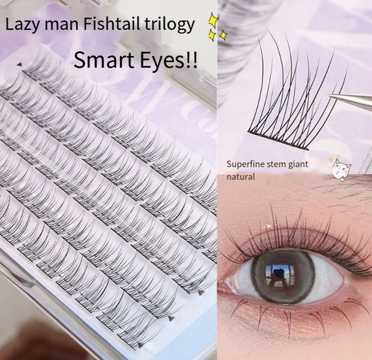 Lazy Fish Tail False Eyelashes – Trilogy Set (Single Cluster) für natürlichen, dichten „Fishtail“-Look