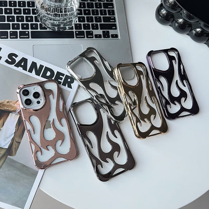 Apple iPhone Case – Flame Pattern Cut-Out, Electroplated Look, Vollschutz, Anti-Drop