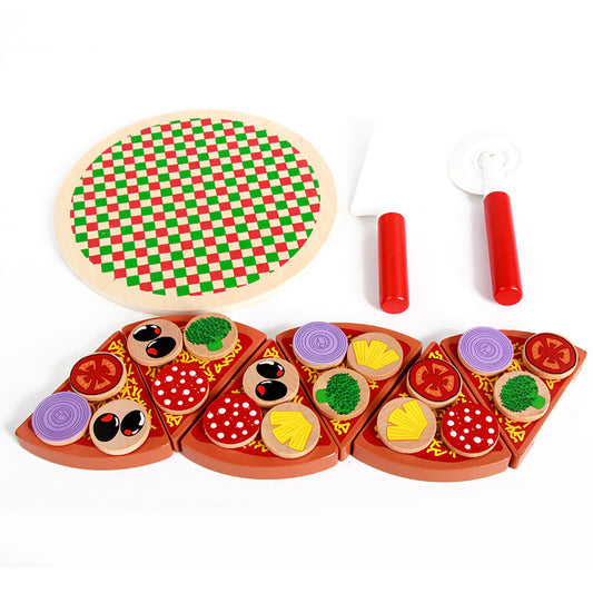 Holz-Kinderküche Spielset – Lernspielzeug mit Puzzle, Pilzen & Pizza, ideales Weihnachtsgeschenk