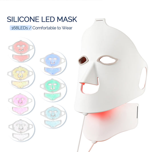 Silikon-Beauty-Maske mit LED-Photonenlicht – Gerät zur Gesichtsverjüngung mit Rot- und Blaulicht; großflächige LED-Anordnung / Lichtspektrum-Maske