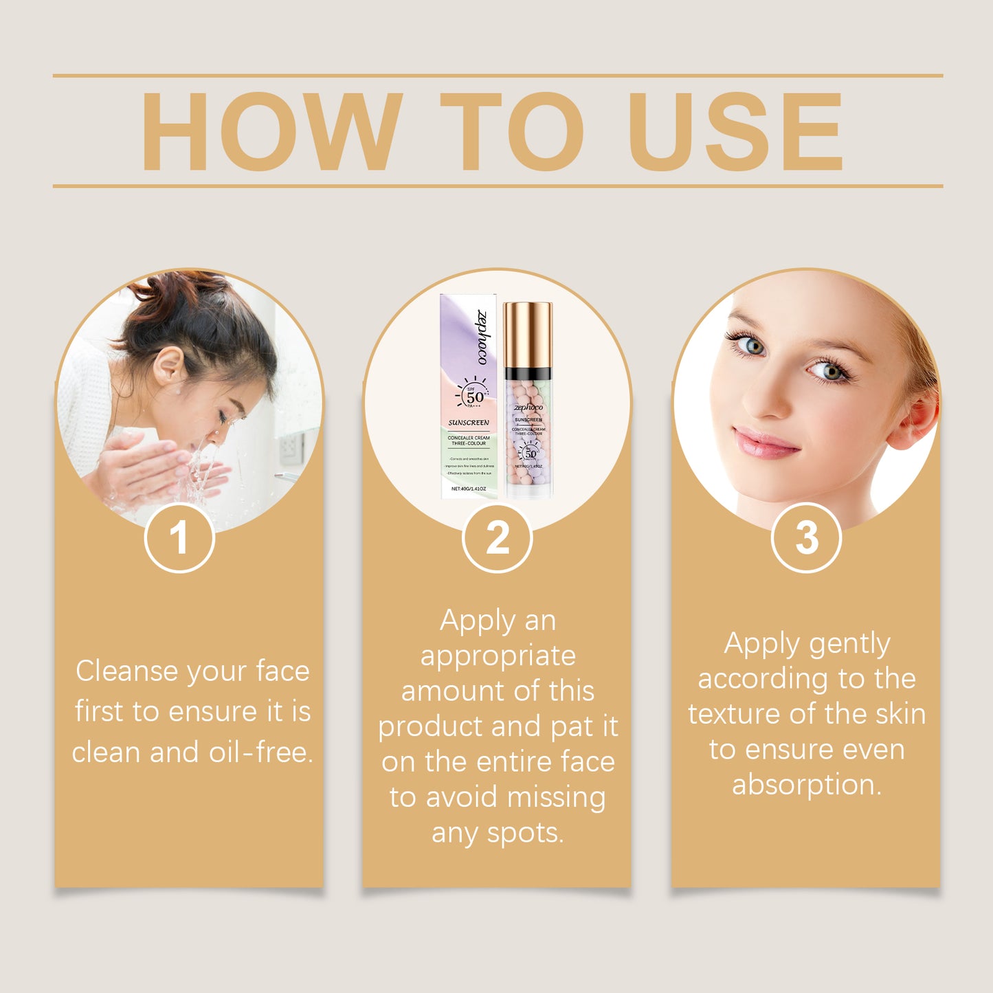 zephoco 3-Farbiger Rainbow Protective Primer – Ausgleichender Primer & Concealer mit Glow-Effekt