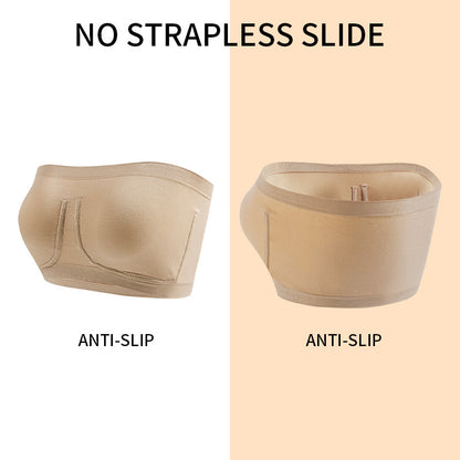 Plus-Size trägerloser Bandeau-BH im One-Line-Design mit Zier-Metallring – sportliche Unterwäsche