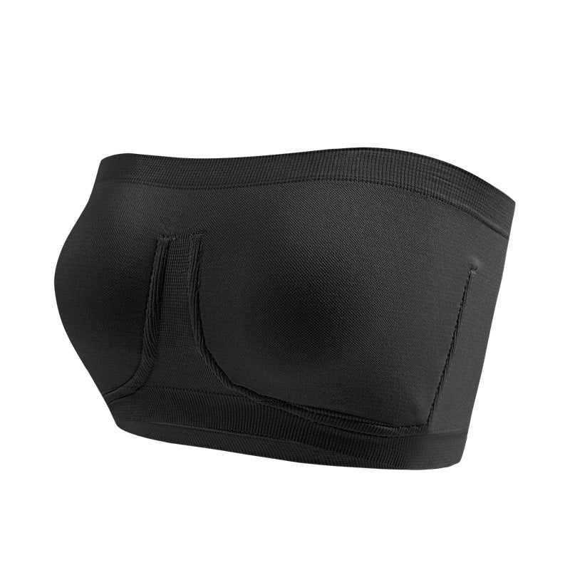 Plus-Size trägerloser Bandeau-BH im One-Line-Design mit Zier-Metallring – sportliche Unterwäsche