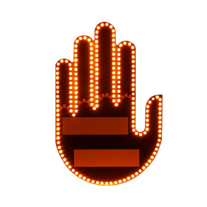 Lustiges Geschenk: LED-Handgeste (Mittelfinger) fürs Auto – LED-Schild fürs Heckfenster / Innenraum-Deko, zum Aufhängen im Auto; originelles Novelty-Accessoire.