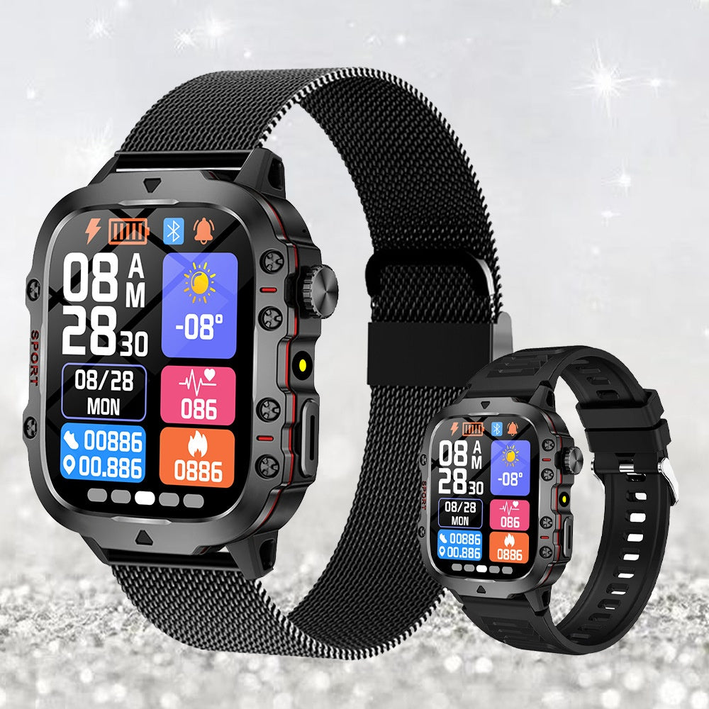 Smart Sports Outdoor Smartwatch / Fitness-Tracker H19 – mit Herzfrequenzmessung, Schrittzähler und Schlaftracking; Bluetooth-Anrufe, kompatibel mit iOS.