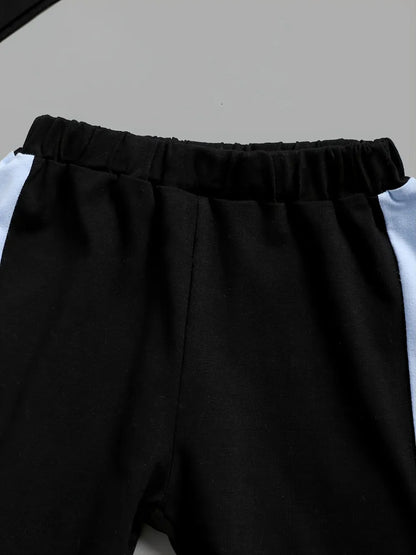 Kinder-Farbblock-Hoodie- und Hosen-Set.