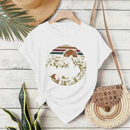 Damen Kurzarm-T-Shirt mit Camping-Schriftzug