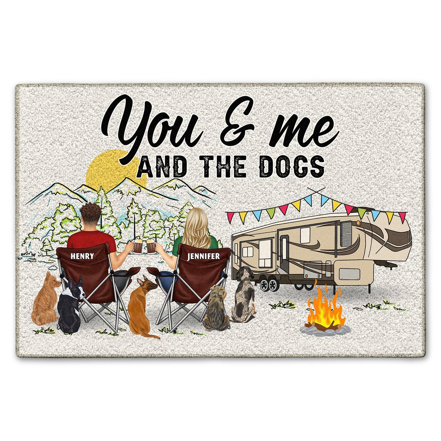 Home Is Where We Park It – You and Me and the Dogs“ – Geschenk für Camping-Fans – Personalisierte Fußmatte